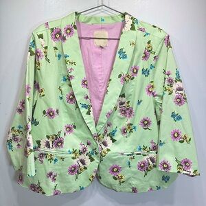 Modcloth Floral Blazer in Mint Green and Pink
